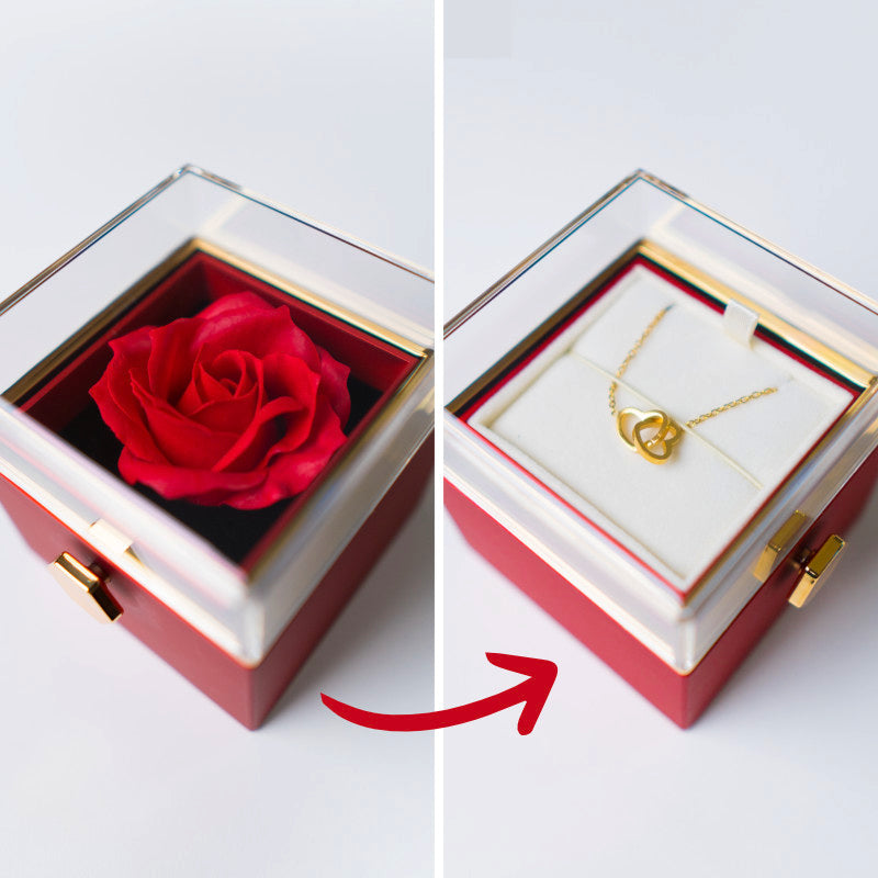 Rose Eternelle Avec Bijoux Argent 925,Collier Femme Boîte De Roses,Pendentif Coeur Avec Rose Conservée,Rose Stabilisée Rouge, - Maison Rose Eternelle Avec Bijoux Argent 925,Collier Femme Boîte De Roses,Pendentif Coeur Avec Rose Conservée,Rose Stabilisée Rouge, - Maison