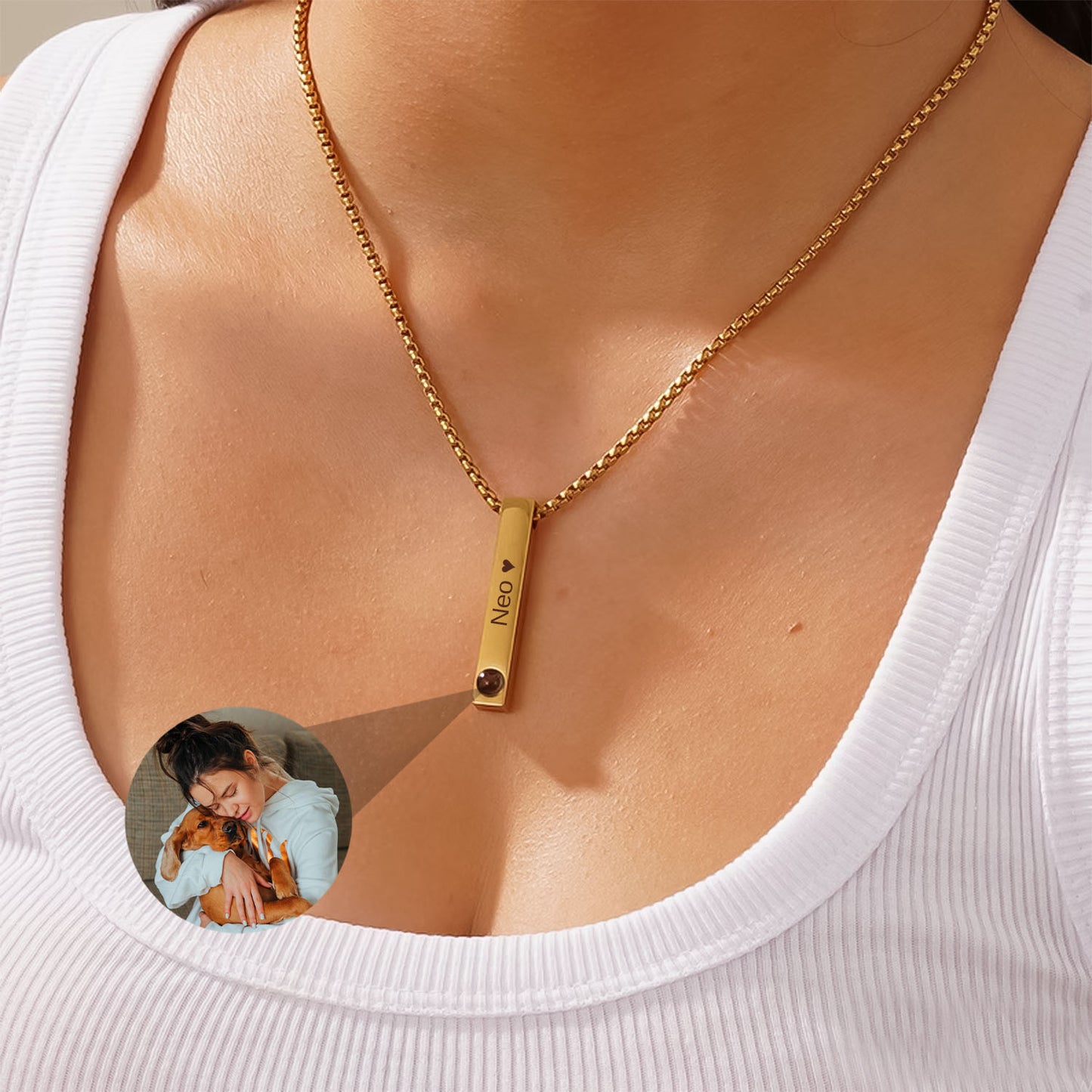 Collier Reflet d’Émotion avec Photo et Gravure Personnalisée