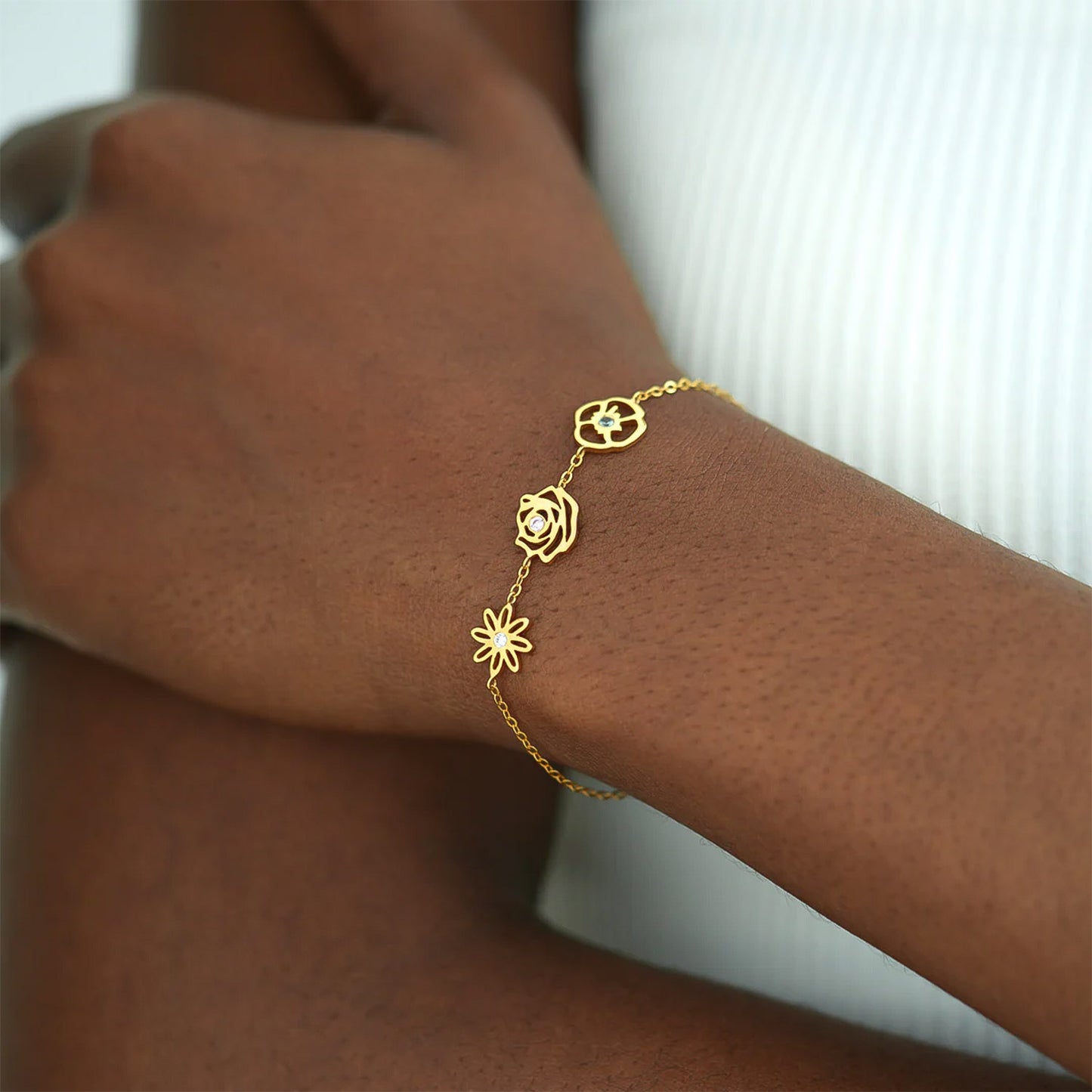 Bracelet Jardin Intime avec Fleurs de Naissance