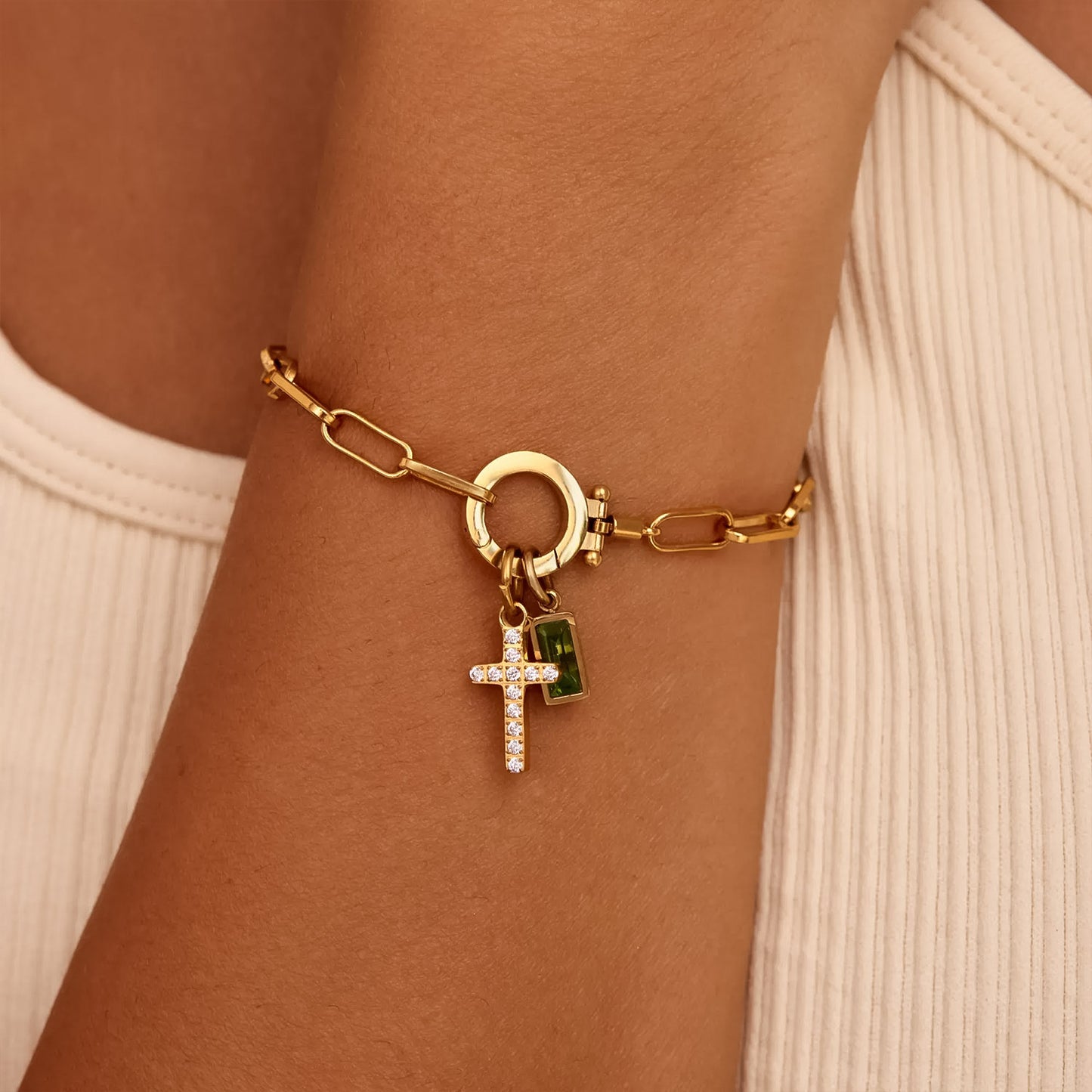 Bracelet Croix du Destin avec Pierre de Naissance