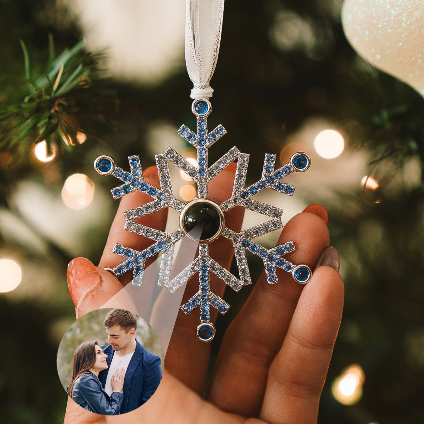 Ornement Flocon de Neige avec Photo Personnalisée