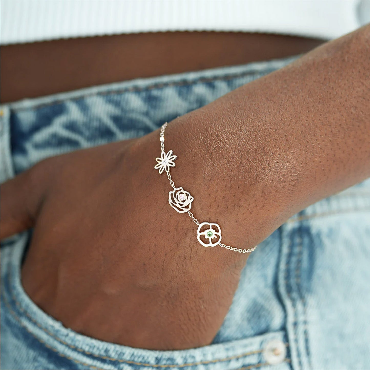 Bracelet Jardin Intime avec Fleurs de Naissance