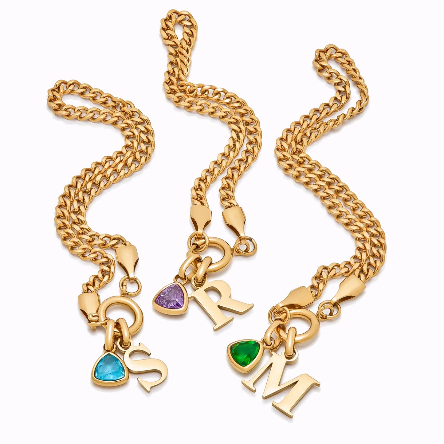 Bracelet Initial avec Pierre de Naissance