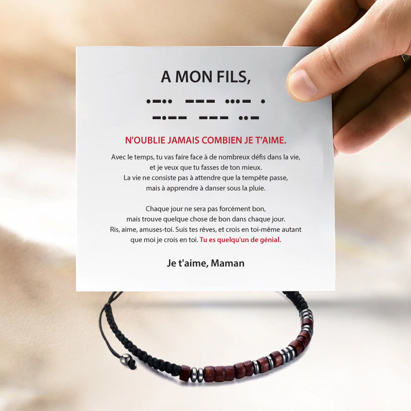 A mon Fils - Je t'aime - Bracelet Code Morse