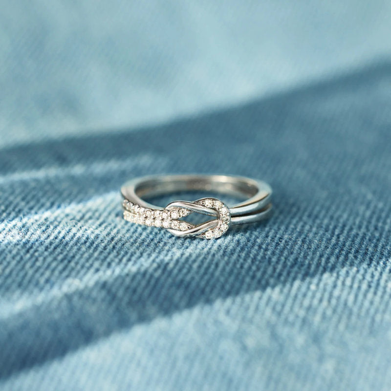 Maman Je t'aime - Bague Nœud en Argent 925