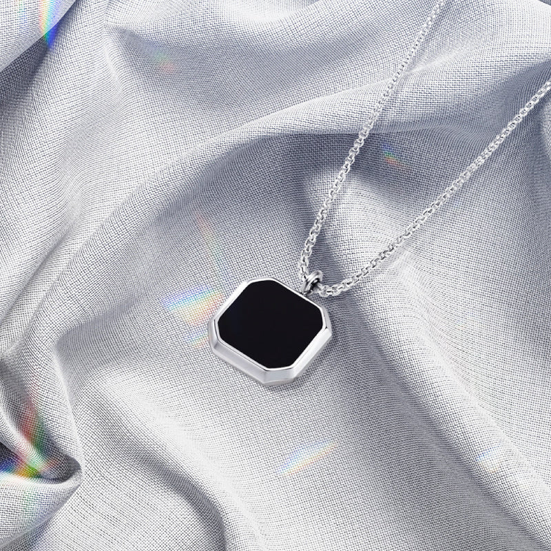 A mon Petit-Fils - Un Jour - Collier pour homme en Onyx Noir