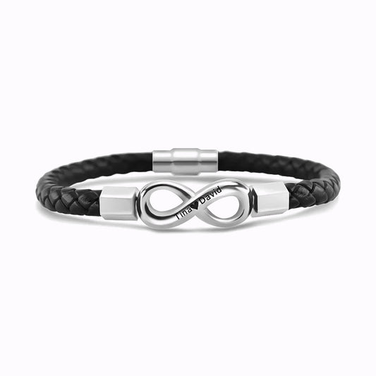 Bracelet Infini Tressé avec Gravure Personnalisée
