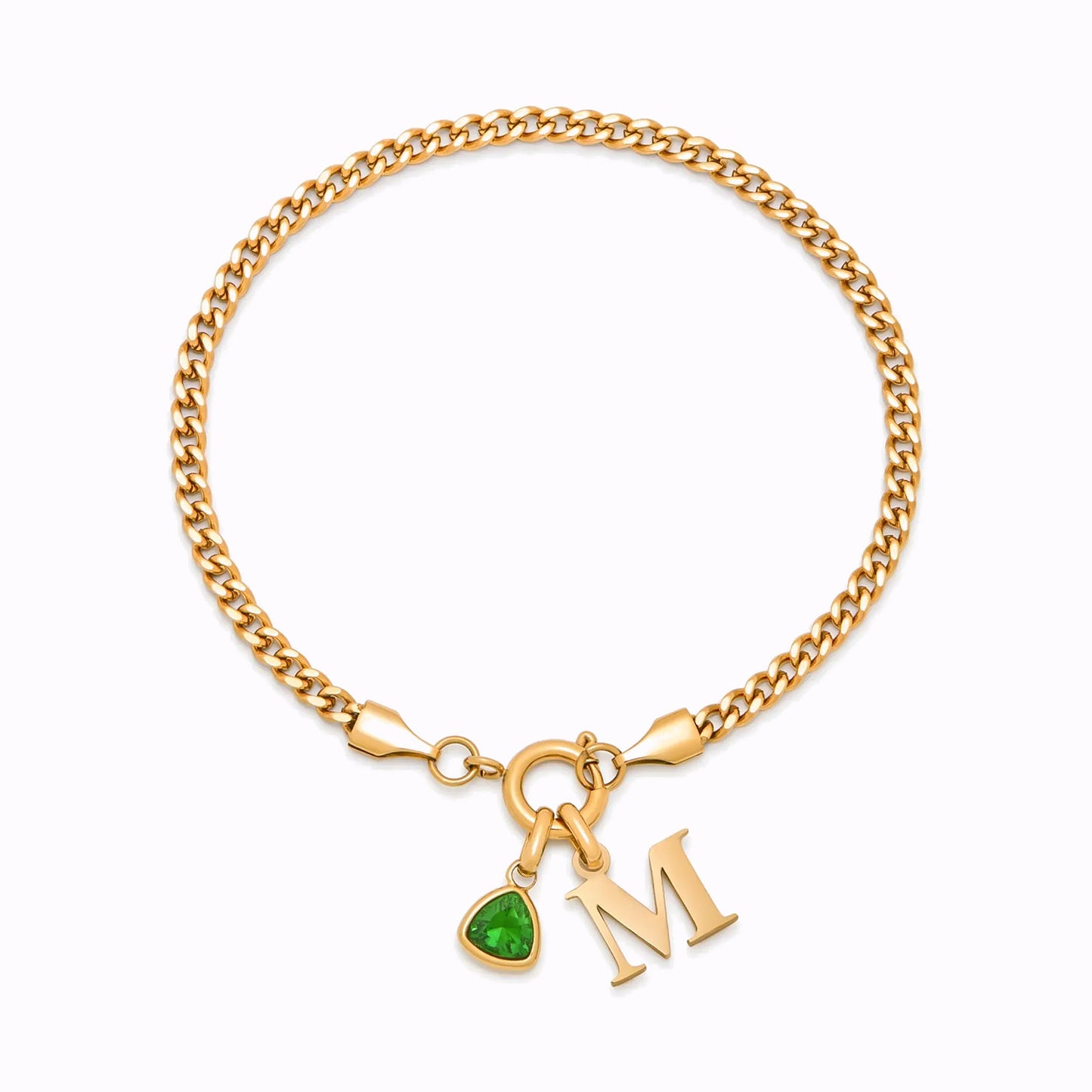 Bracelet Initial avec Pierre de Naissance