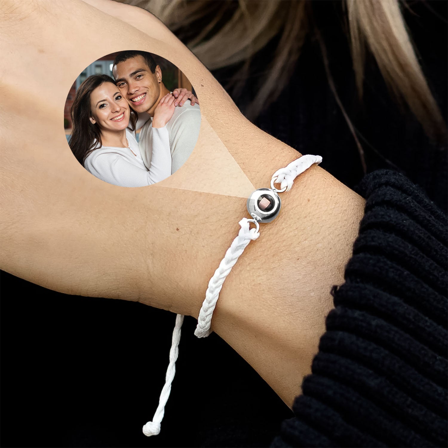 Bracelet Photo Personnalisable Avec Photo à L'intérieur | Cadeau Couple, Amitié, Maman, Réglable 15-19 Cm, Acier Inox/argent