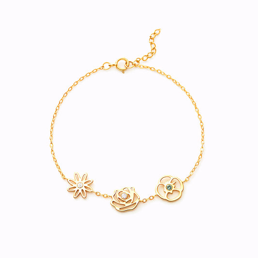 Bracelet Jardin Intime avec Fleurs de Naissance