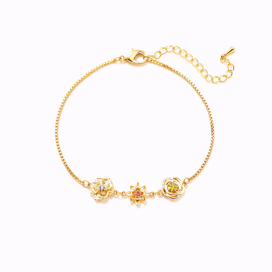 Bracelet Botanique Personnalisé avec Fleurs de Naissance