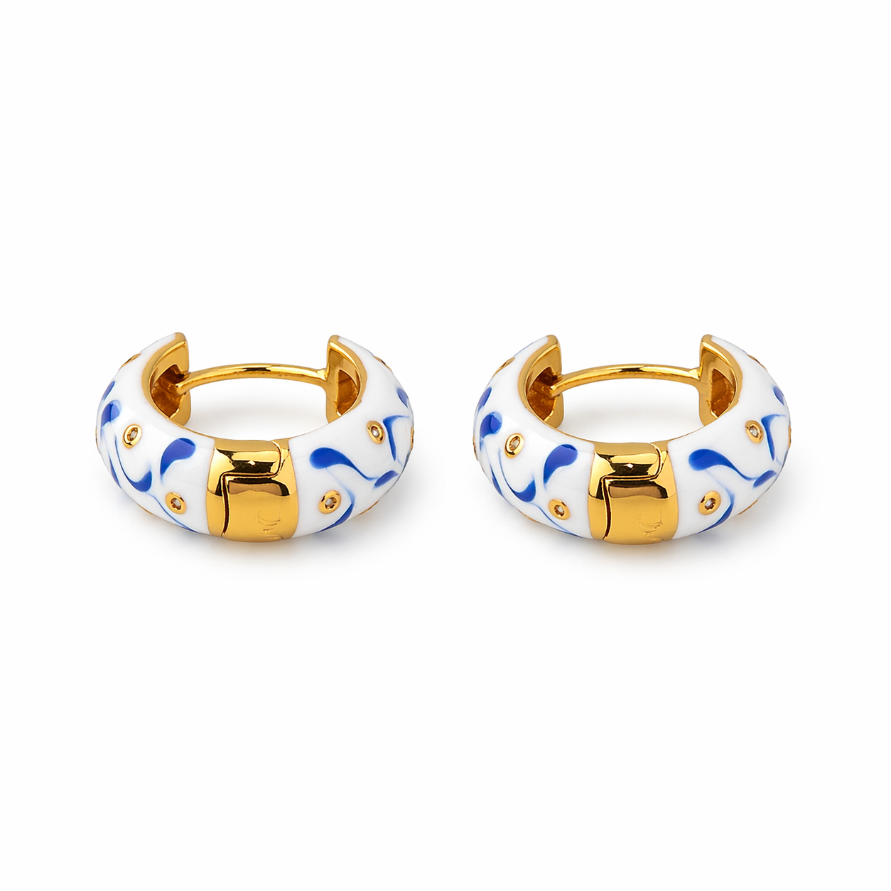 Boucles d’Oreilles Douceur Marbrée Bleu