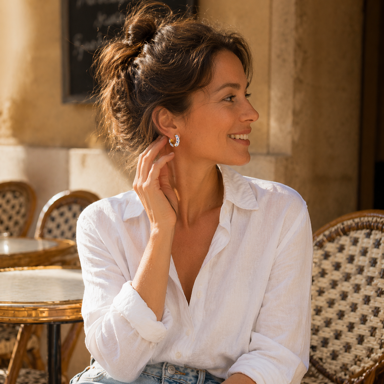 Boucles d’Oreilles Douceur Marbrée Bleu