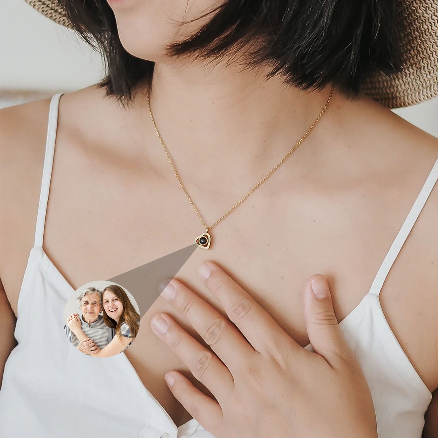 Coffret Rose Éternelle - Collier Cœur avec Photo Personnalisée