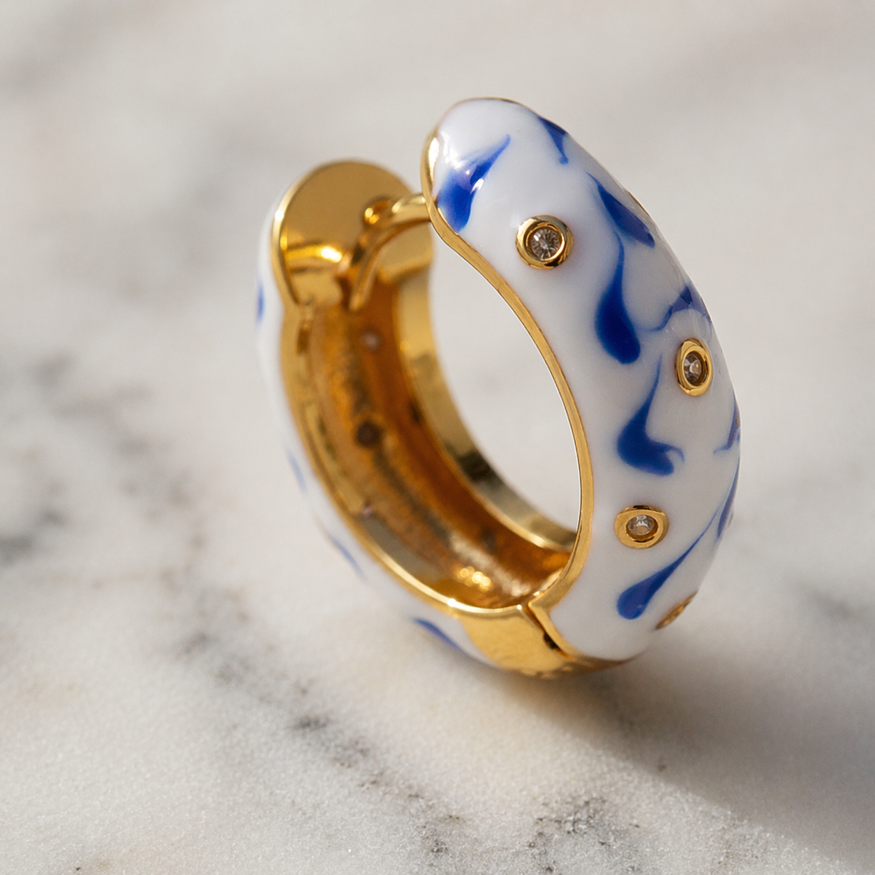 Boucles d’Oreilles Douceur Marbrée Bleu