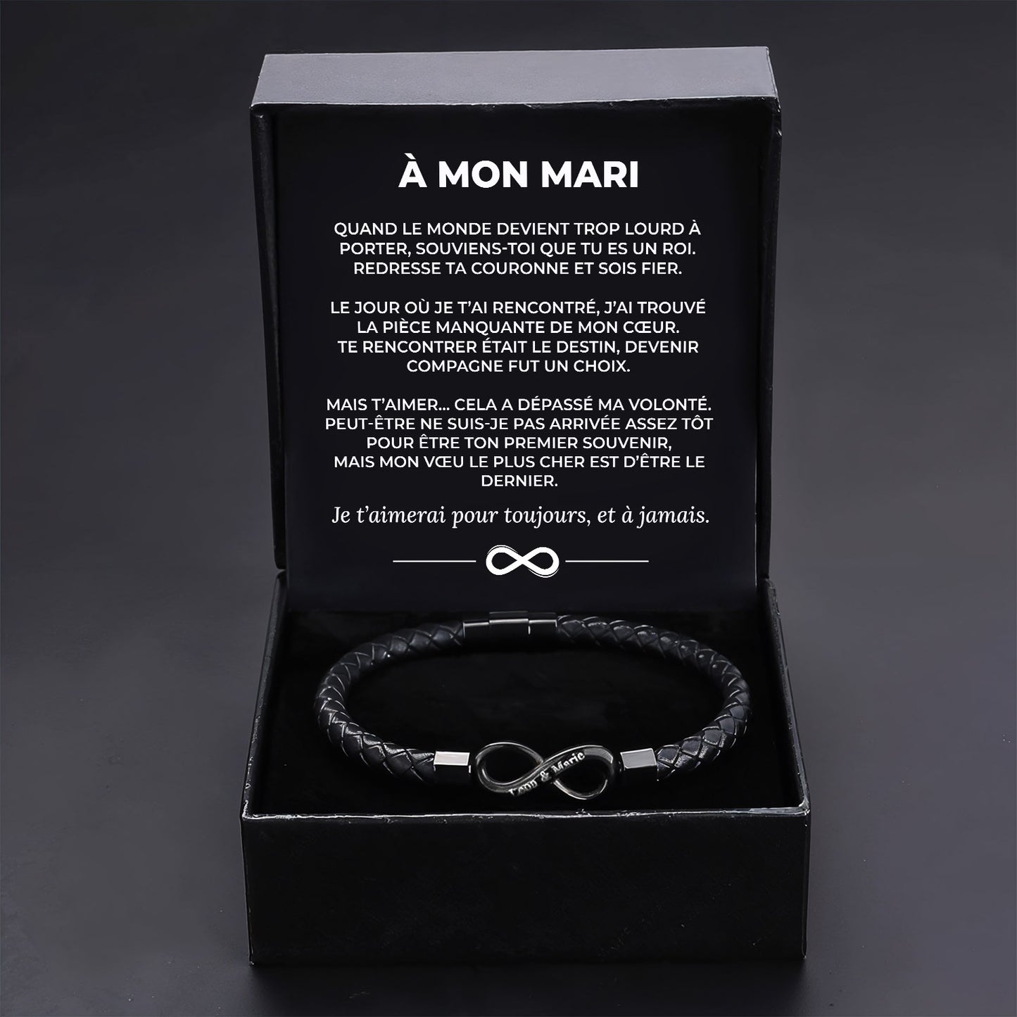 Bracelet Infini Tressé avec Gravure Personnalisée