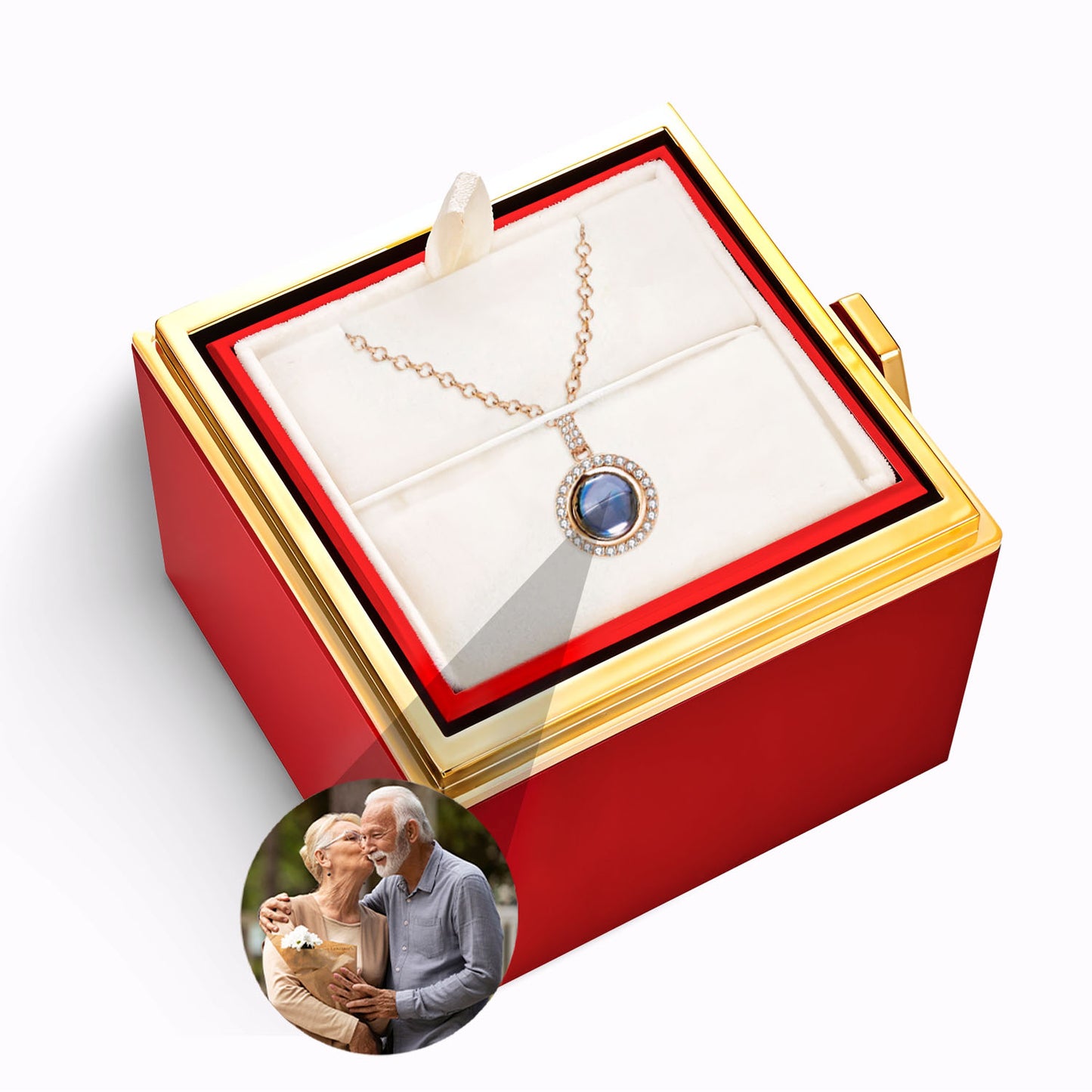 Coffret Rose Éternelle - Collier Echo du Temps avec Photo Personnalisée