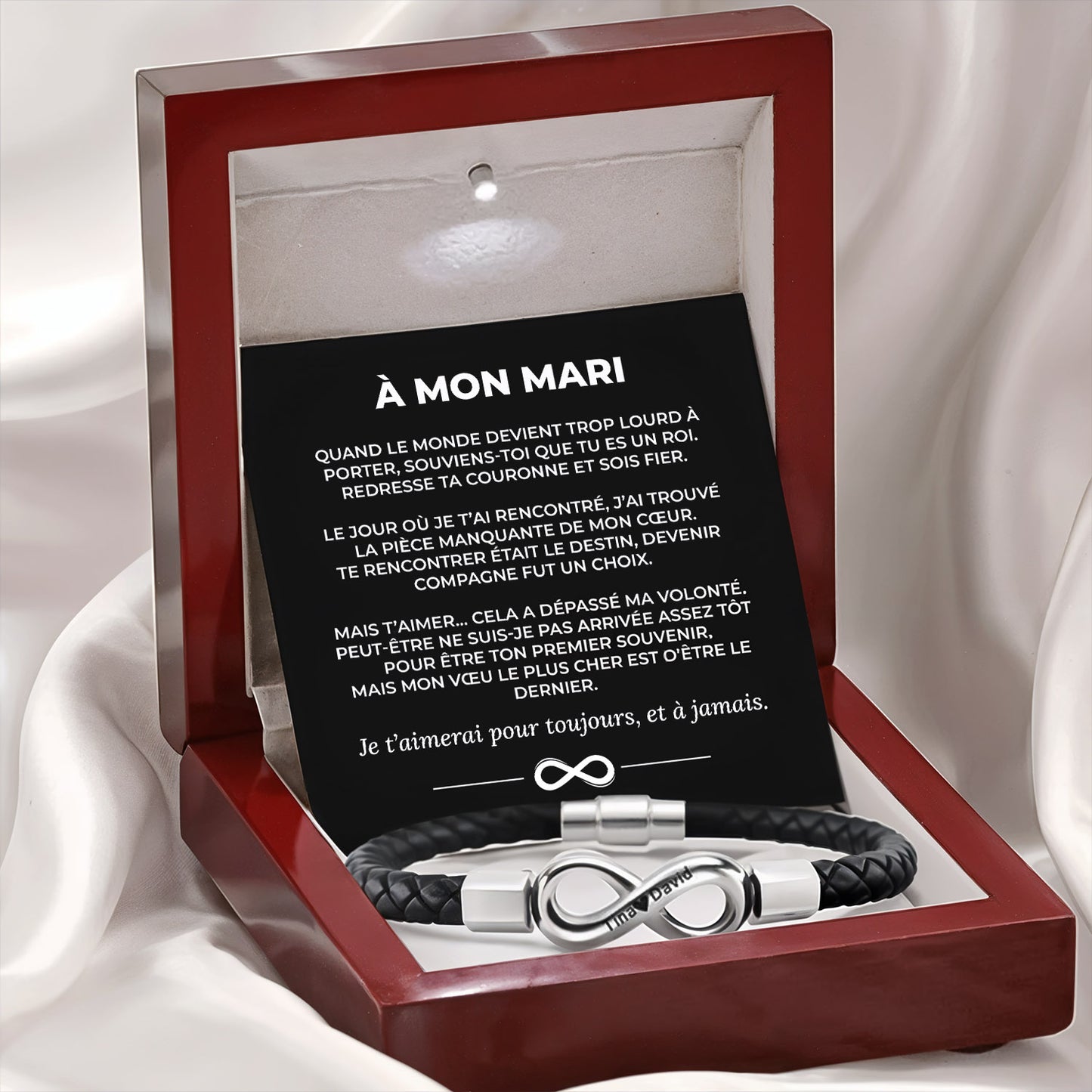 Bracelet Infini Tressé avec Gravure Personnalisée