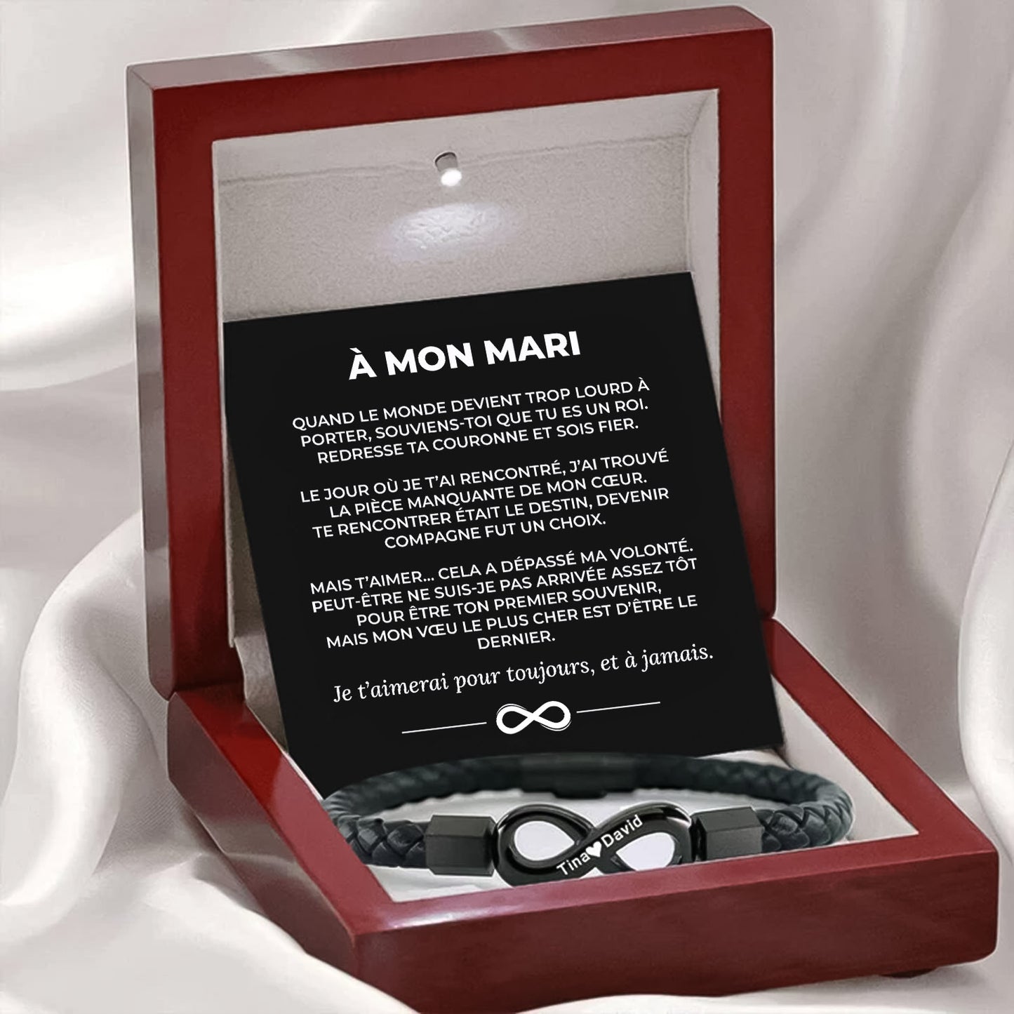 Bracelet Infini Tressé avec Gravure Personnalisée