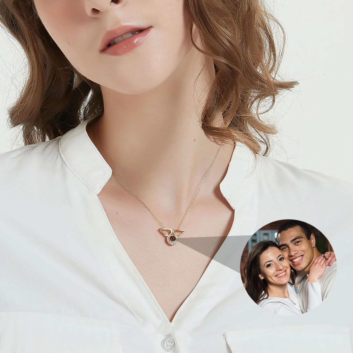 Coffret Rose Éternelle - Collier Ange avec Photo Personnalisée