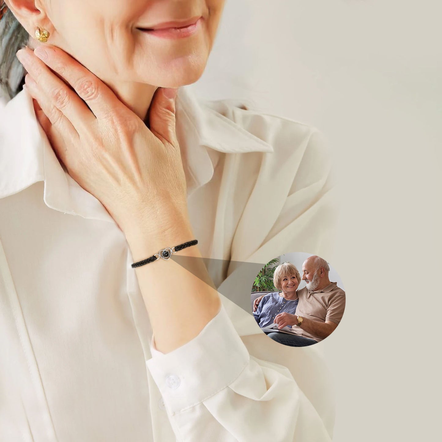 Bracelet Tressé Cœur avec Photo Personnalisée