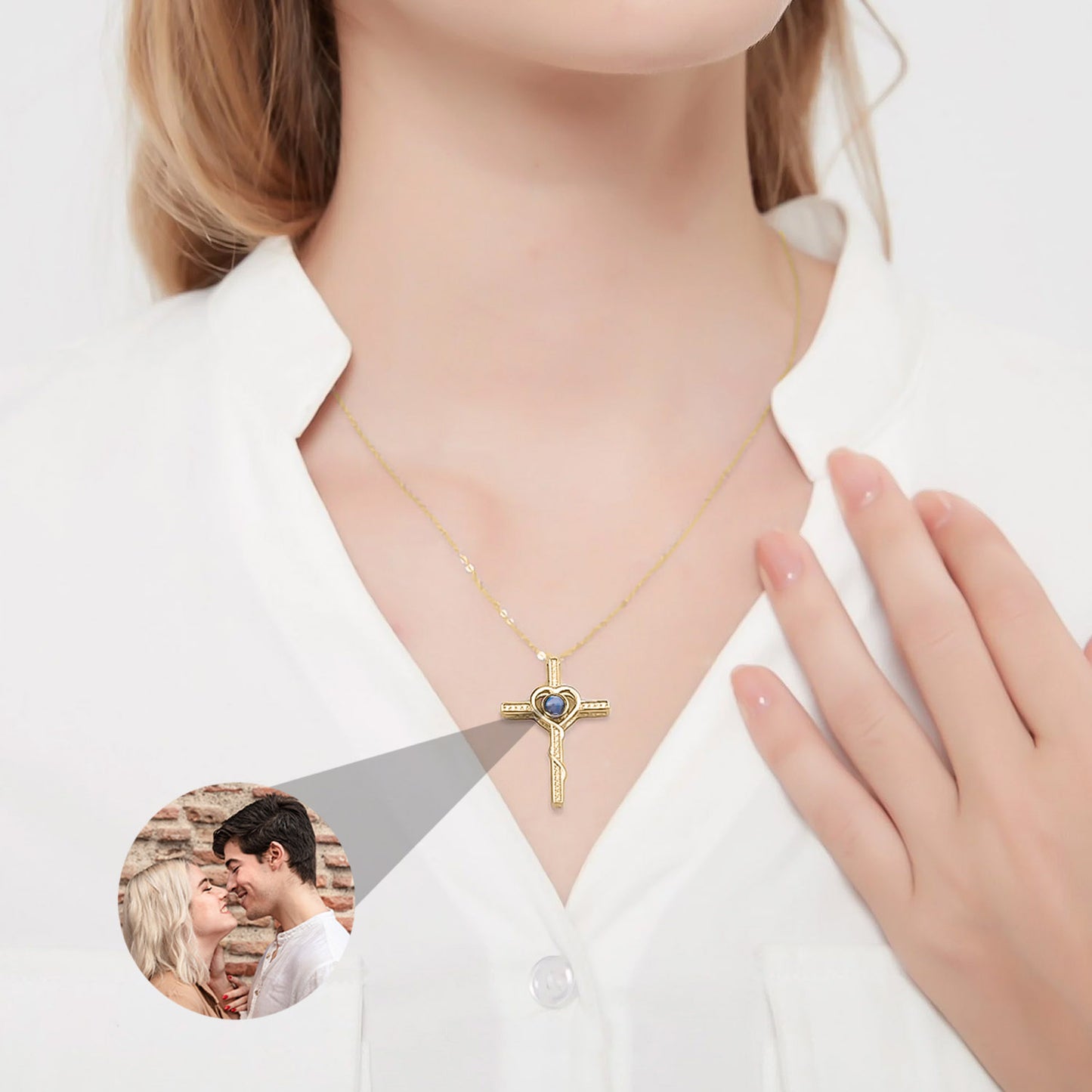 Collier Croix de Jésus avec Photo Personnalisée