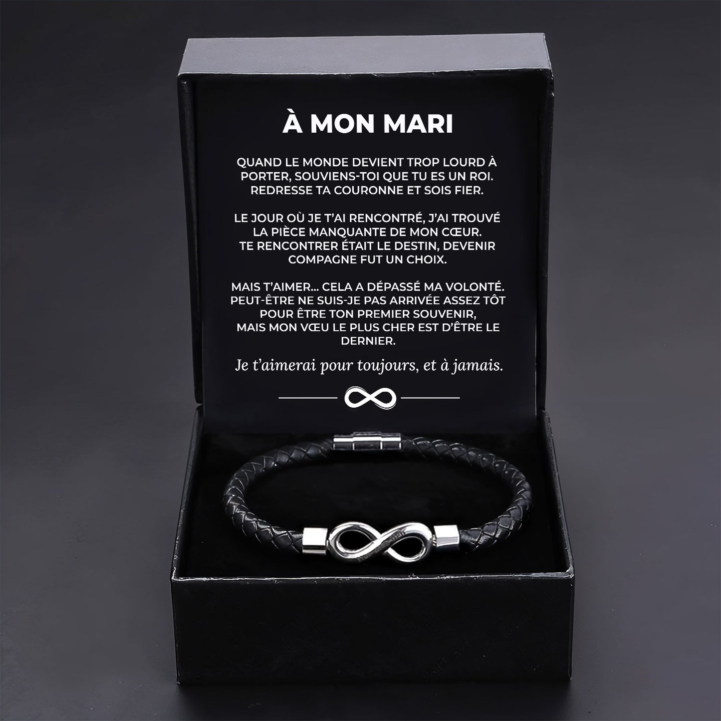 Bracelet Infini Tressé avec Gravure Personnalisée