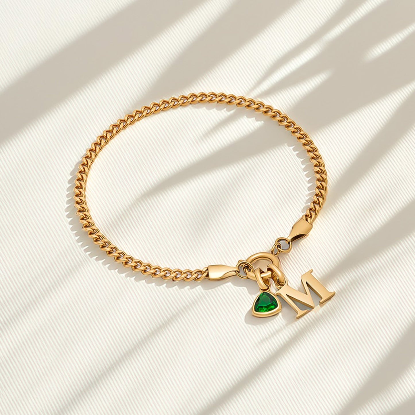 Bracelet Initial avec Pierre de Naissance