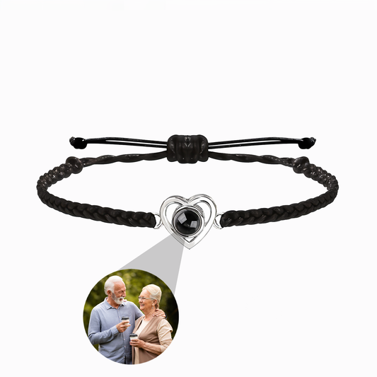 Bracelet Tressé Cœur avec Photo Personnalisée