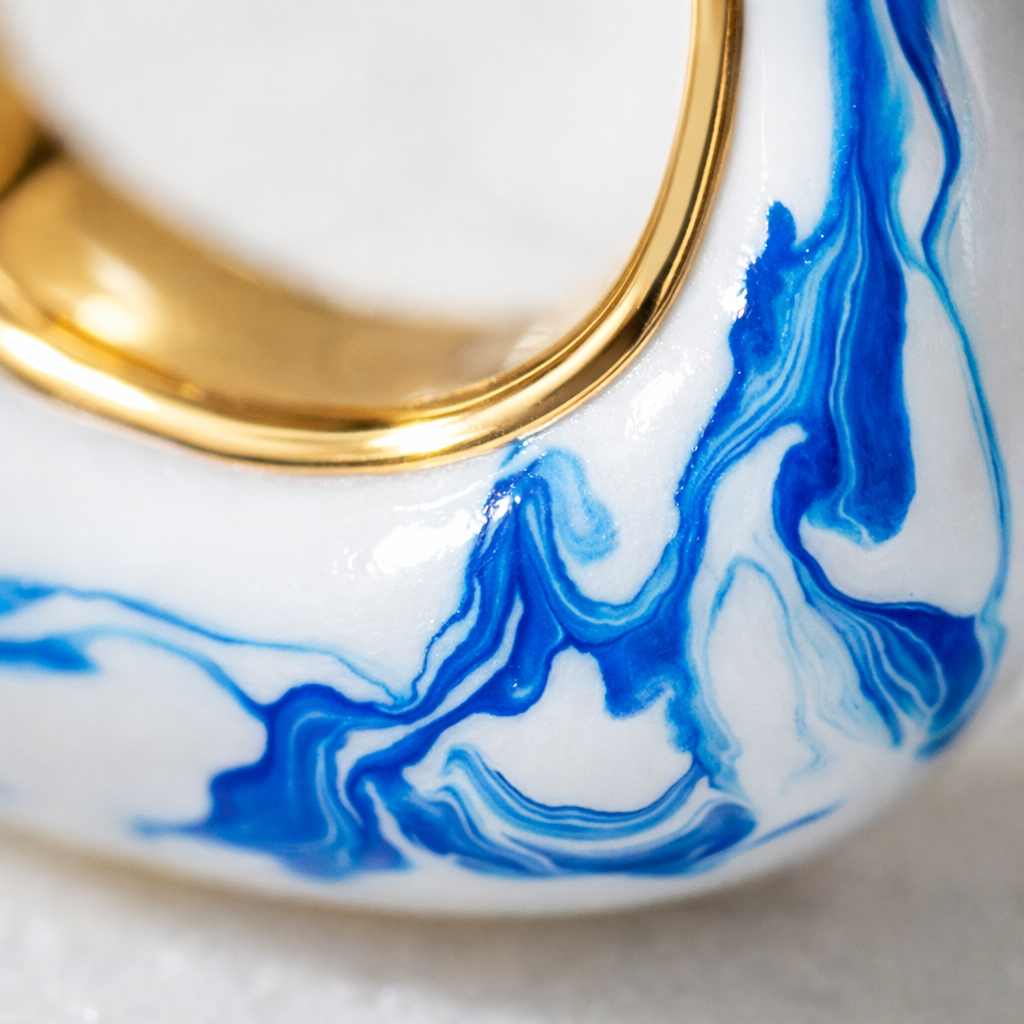 Boucles d’Oreilles Éclat Marbré Bleu