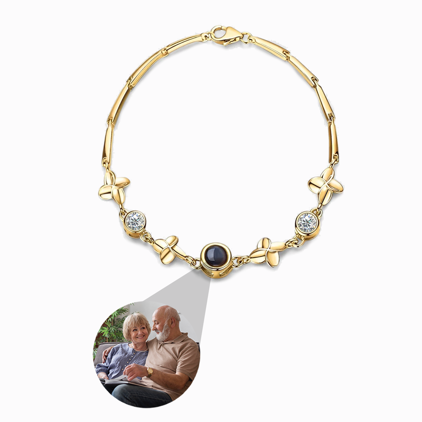 Bracelet Trèfle de Lumière avec Photo Personnalisée