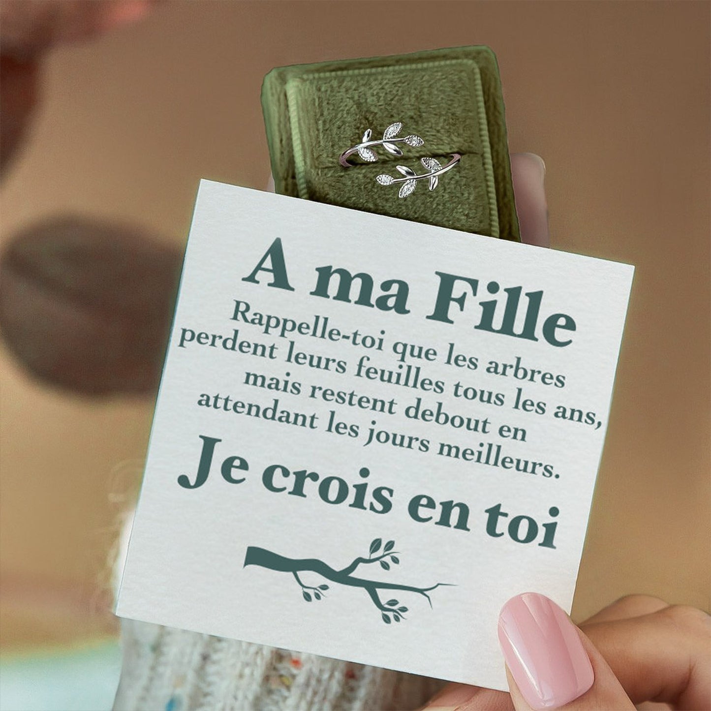 A ma Fille - Bague Feuilles