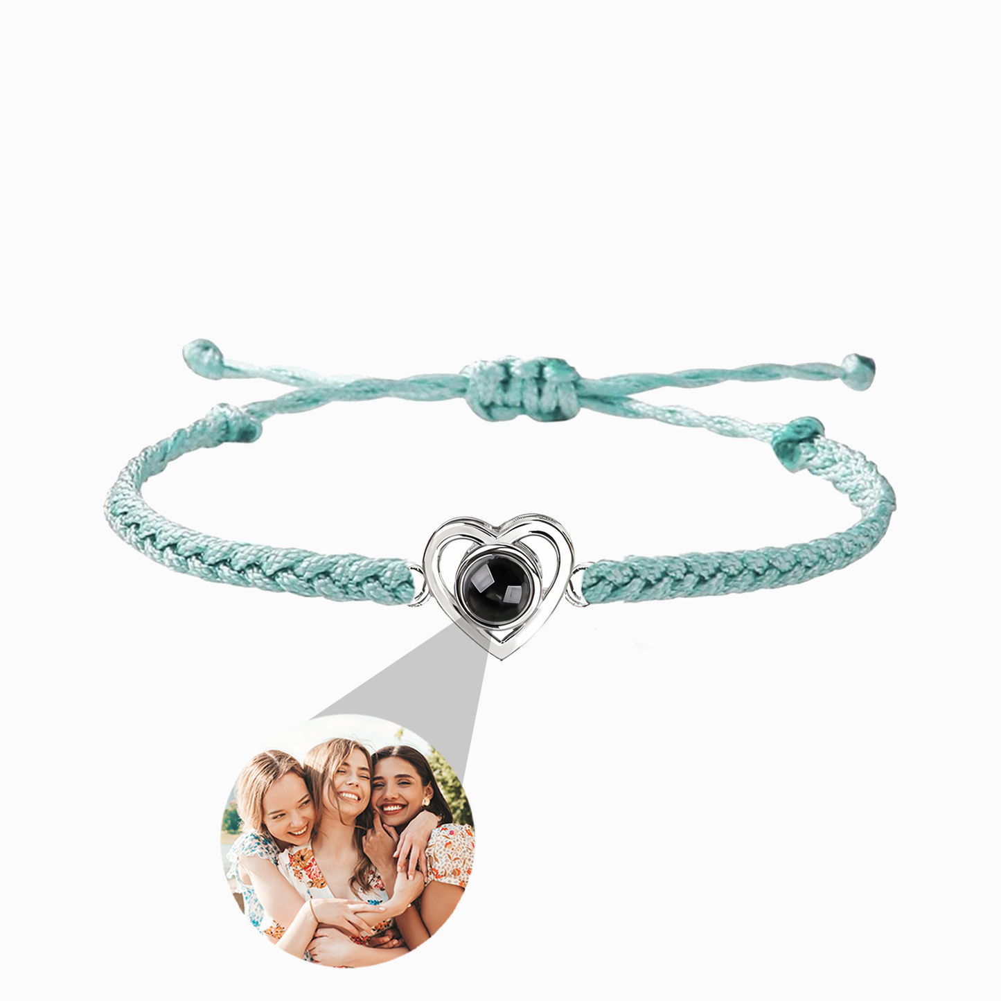 Bracelet Tressé Cœur avec Photo Personnalisée