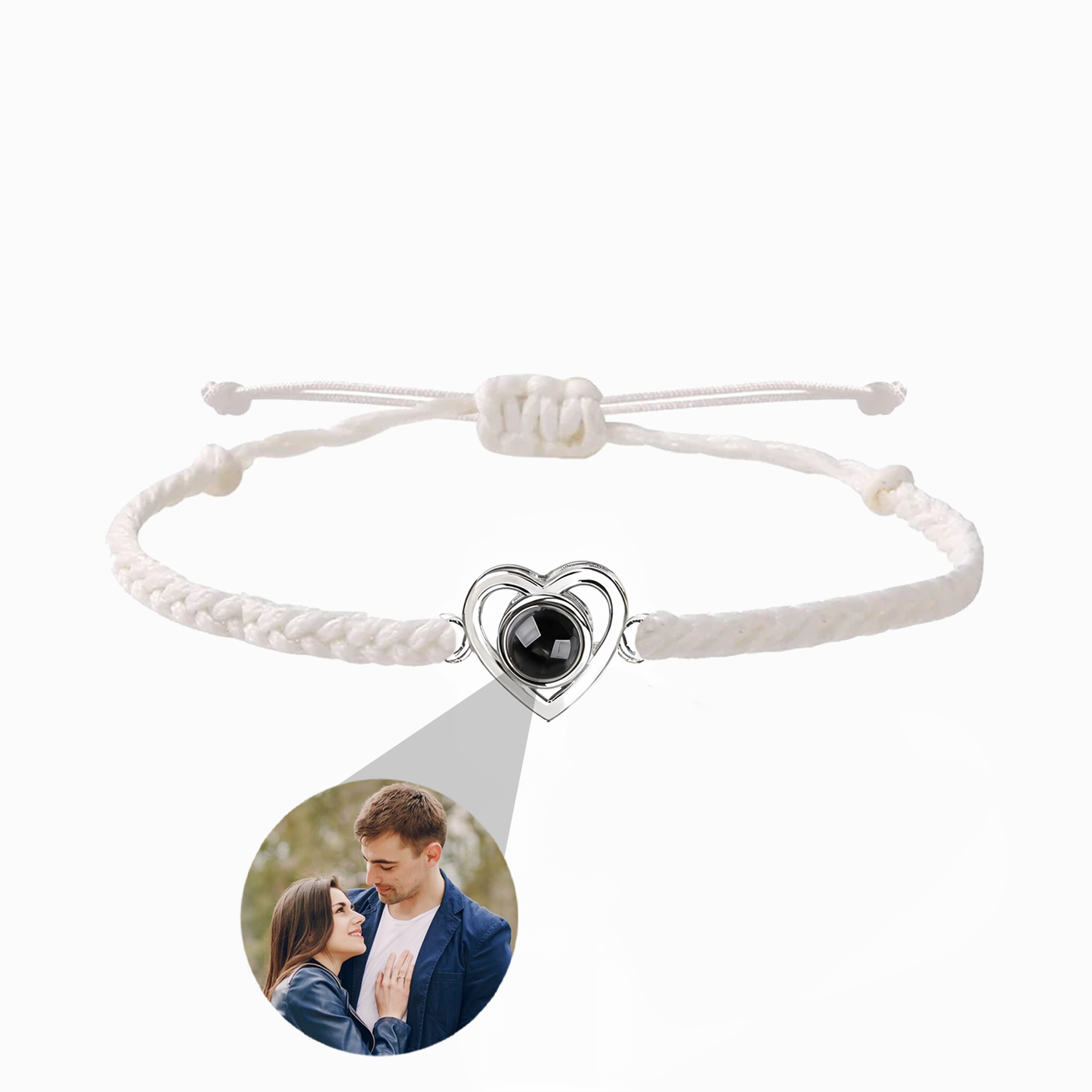 Bracelet Tressé Cœur avec Photo Personnalisée