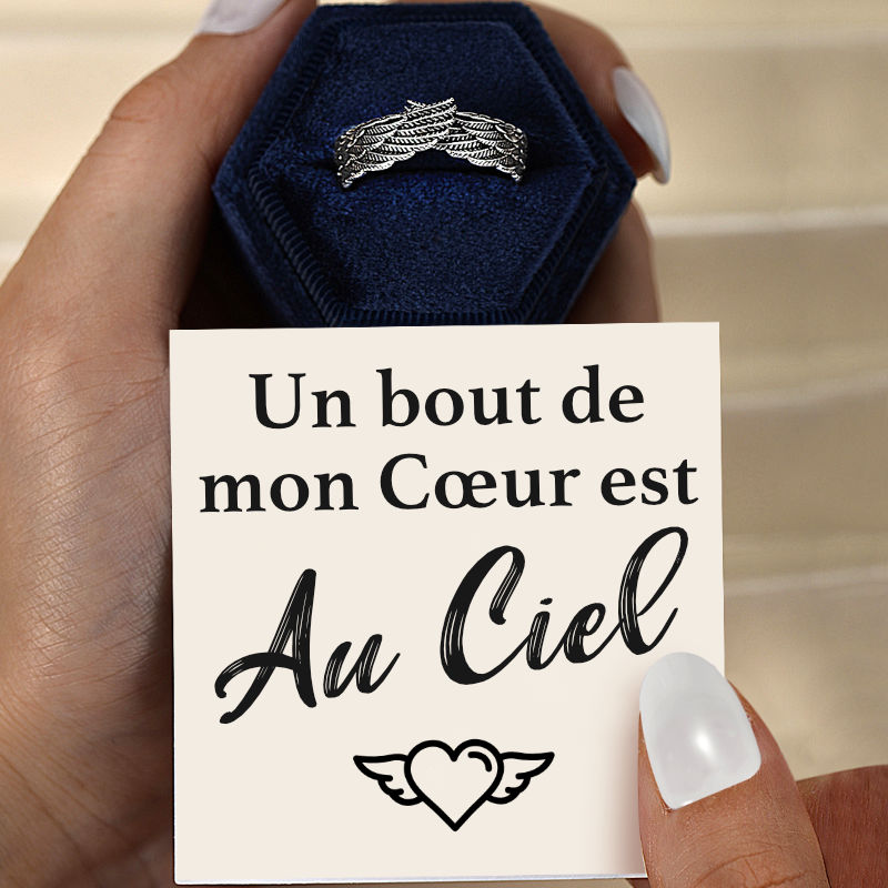 Un bout de mon cœur est au ciel - Bague Ailes d'Ange en Argent 925