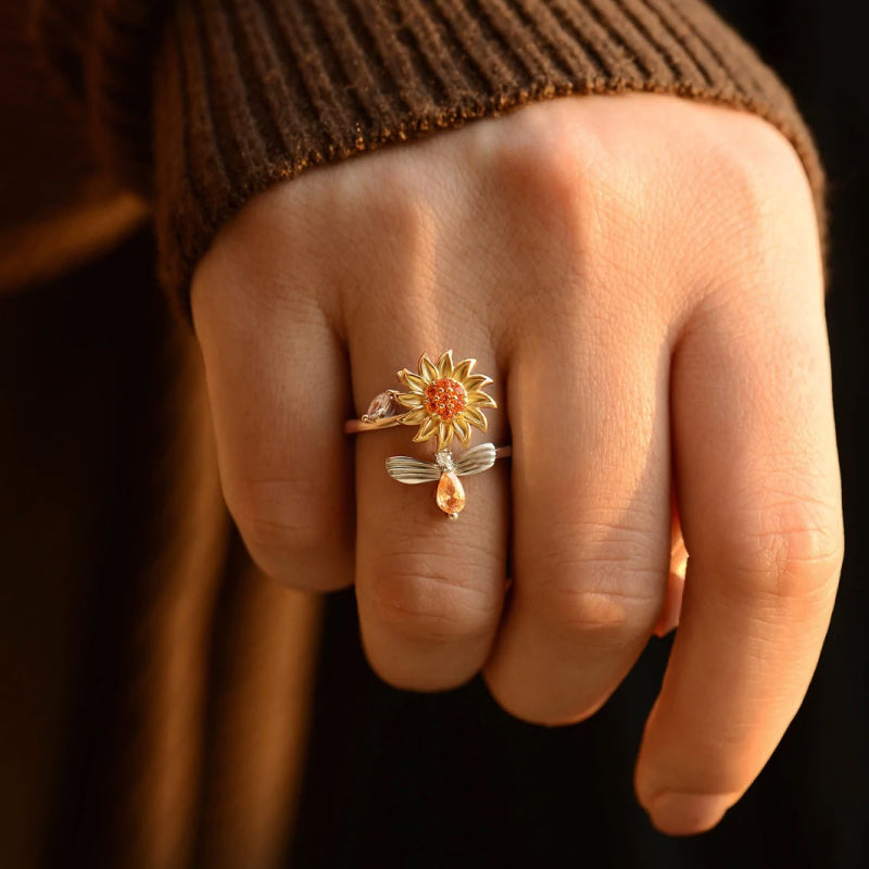 A la Femme de ma Vie - Bague Fidget Tournesol