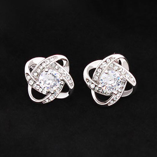 Boucles d'oreilles Noeud d’Amour - Finition Or Blanc 14K
